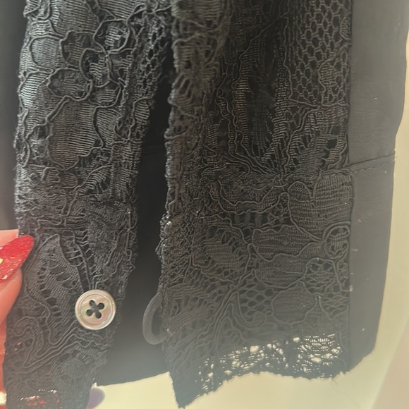 Paperwhite Black Flowy Silk Collared Blouse Sz 12 NWT Lace Chic NEW - Picture 5 of 16